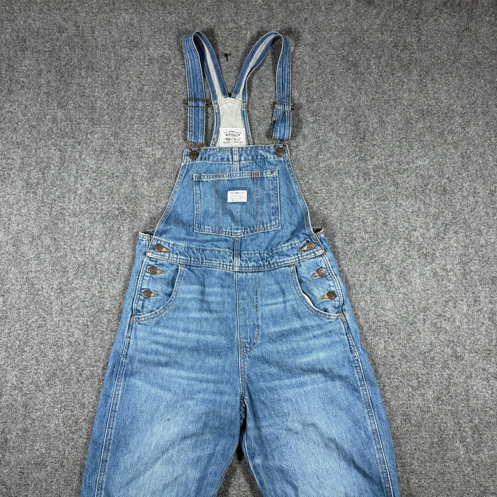 Levi Strauss & Co. Women's Denim Overalls Small Cotton Straight Leg Mid Wash